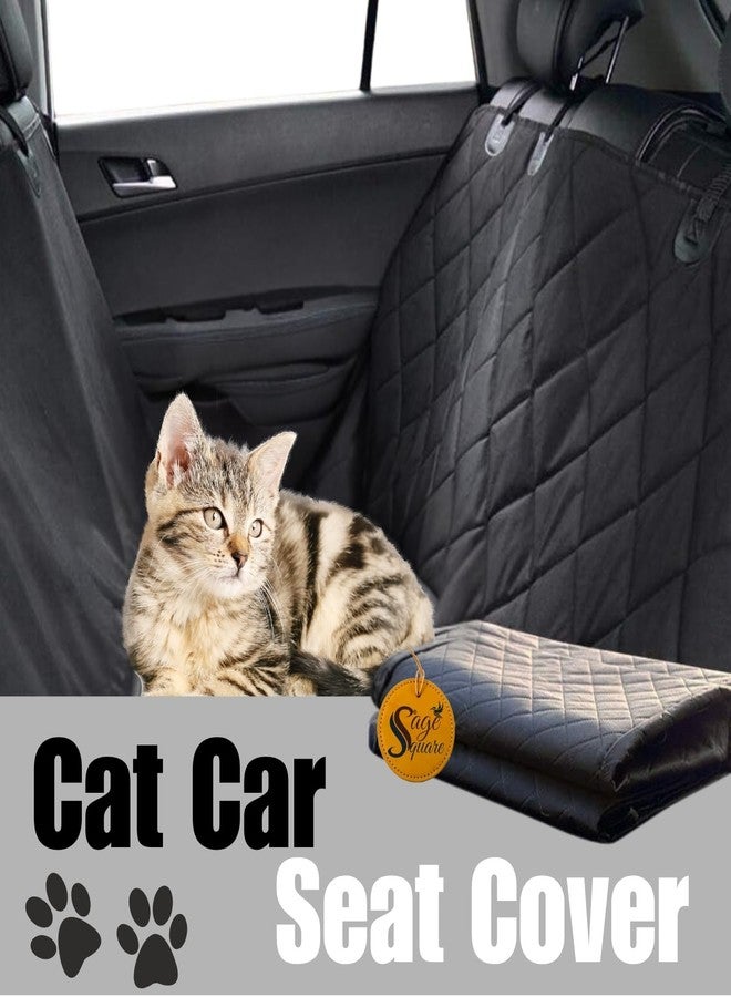 Sage Square Waterproof Cat Car Seat Cover for Backseat | Scratchproof & Mud-Resistant Hammock Style Pet Travel Mat | Safety Anchors, Storage Pockets & Side Flaps Seat Protector - Image 2
